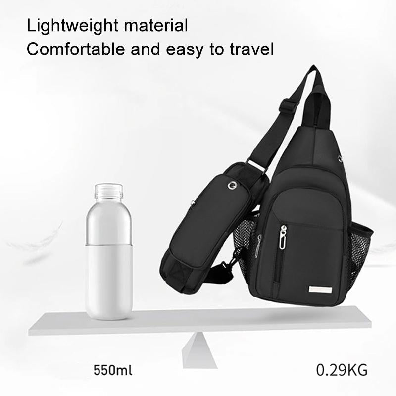 Men Oxford Cloth Chest Bag Casual Crossbody Shoulder Backpack - Light Grey 12