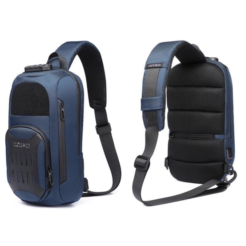 Waterproof Multifunctional Crossbody Chest Bag Men Motorcycle Gear Blue 3