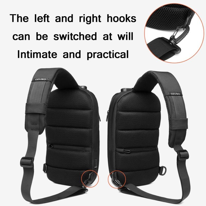 Waterproof Multifunctional Crossbody Chest Bag Men Motorcycle Gear Blue 5