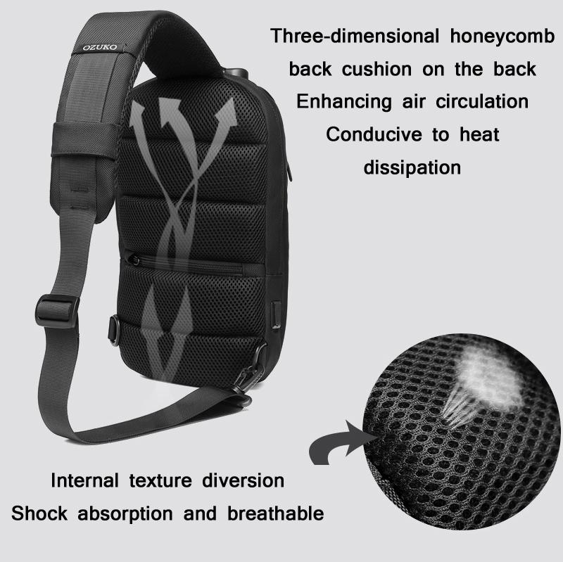 Waterproof Multifunctional Crossbody Chest Bag Men Motorcycle Gear Blue 6