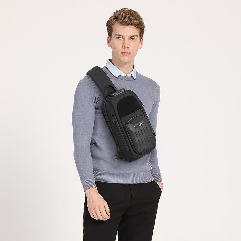 Waterproof Multifunctional Crossbody Chest Bag Men Motorcycle Gear Blue 8