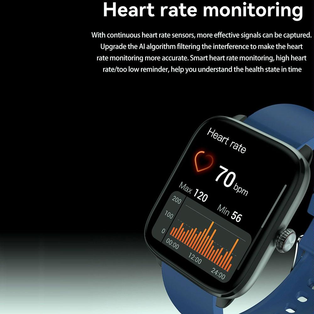 1.96 Inch Ip67 Waterproof Silicone Band Smart Watch Supports Dual-Mode Bluetooth Call / Heart Rate Monitoring - Blue 12