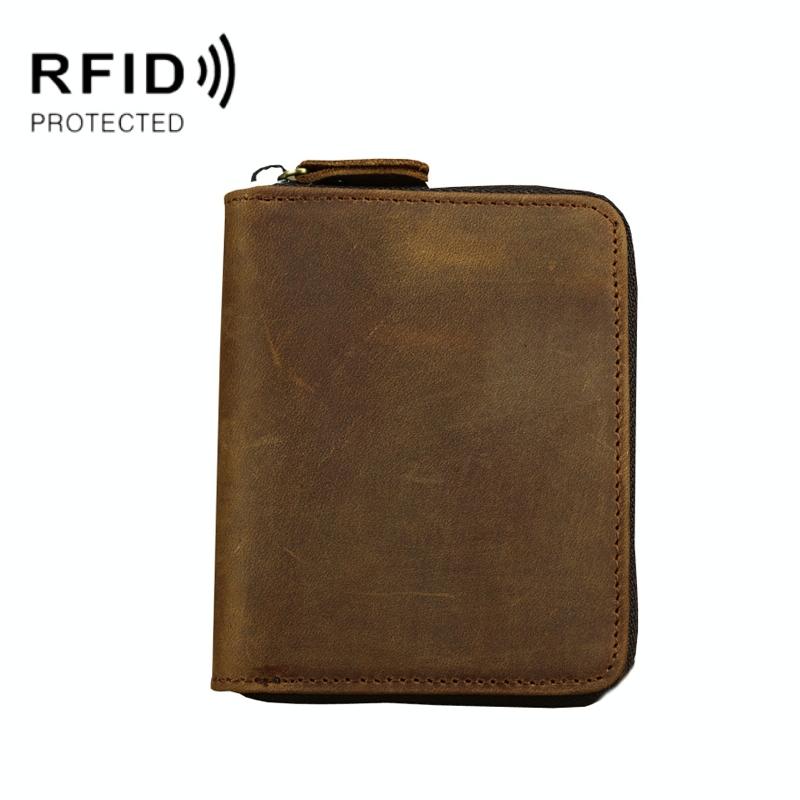 Leather Rfid Zip Wallet - Blocking Compact - Horizontal 3 12