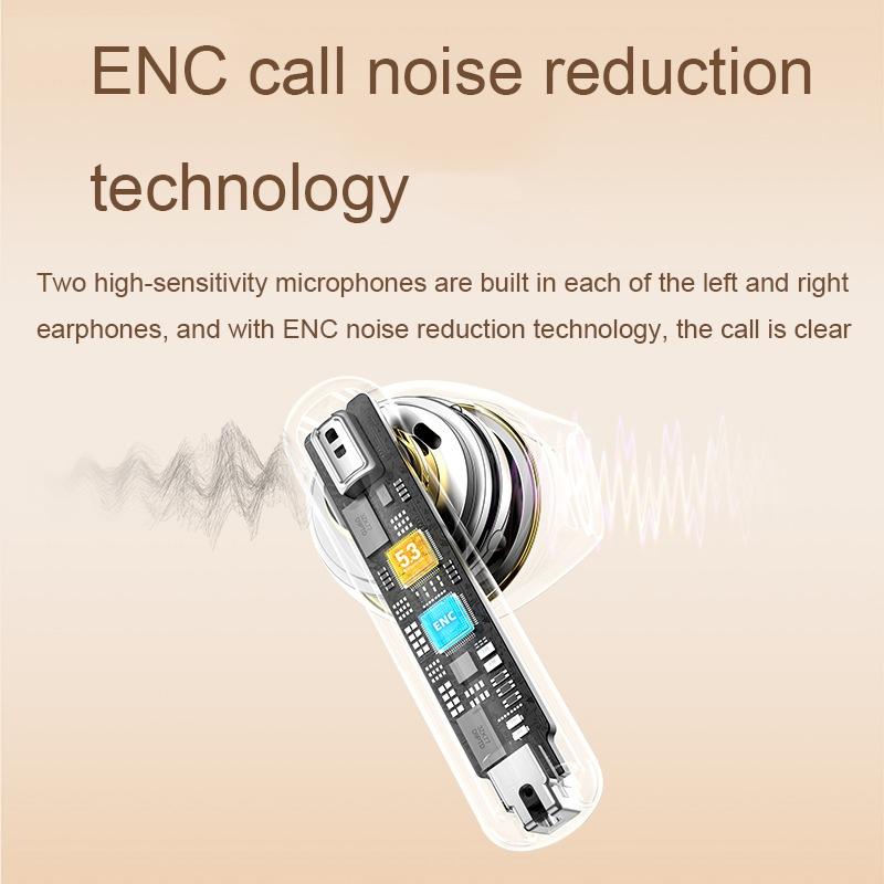 Wireless Bluetooth Headphones with Dual-microphone Noise Canceling - 2e Enc - Beige 4