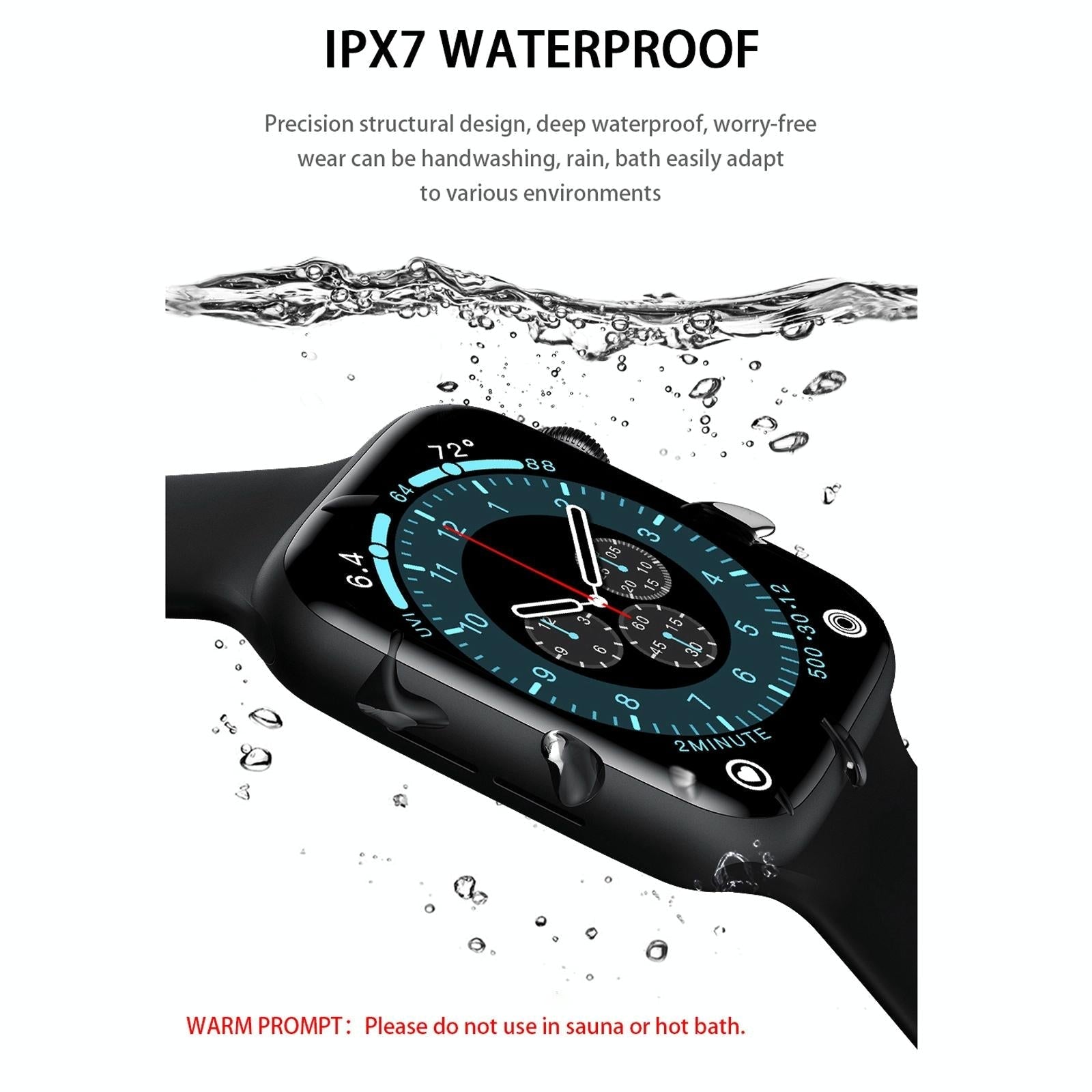 1.75 Inch Full Screen Ip67 Waterproof Smart Watch Support Sleep Monitor / Heart Rate Monitor / Bluetooth Call - Black 7
