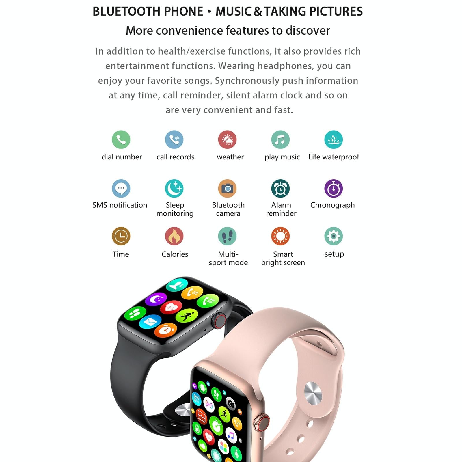 1.75 Inch Full Screen Ip67 Waterproof Smart Watch Support Sleep Monitor / Heart Rate Monitor / Bluetooth Call - Black 14