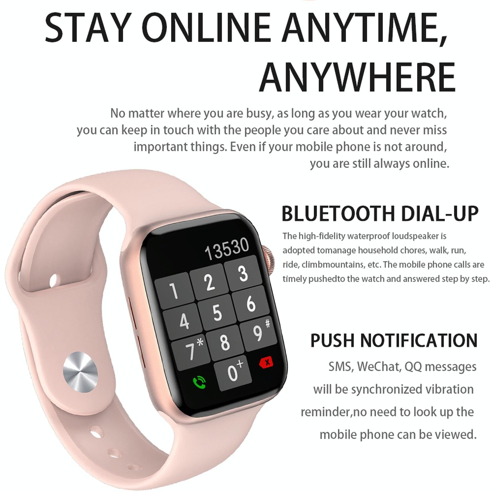 1.75 Inch Full Screen Ip67 Waterproof Smart Watch Support Sleep Monitor / Heart Rate Monitor / Bluetooth Call - Black 15