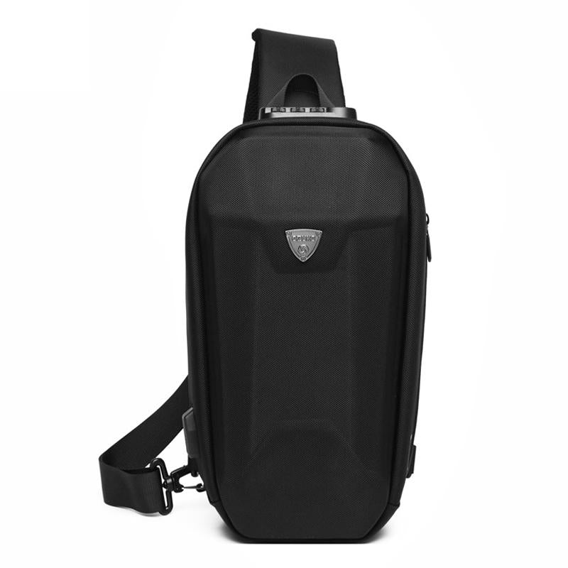 Waterproof Men Chest Bag Usb Charging Port Anti Theft Oxford Cloth Messenger Bag - Dark Grey 15