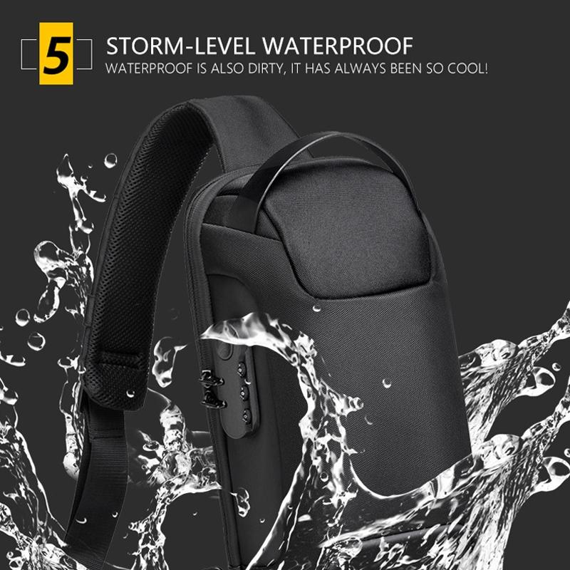 Canvas Anti Theft Chest Bag For Men Blue One Shoulder Design 4