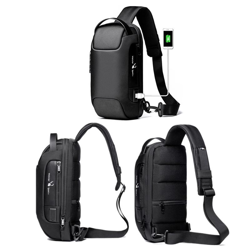 Canvas Anti Theft Chest Bag For Men Blue One Shoulder Design 10