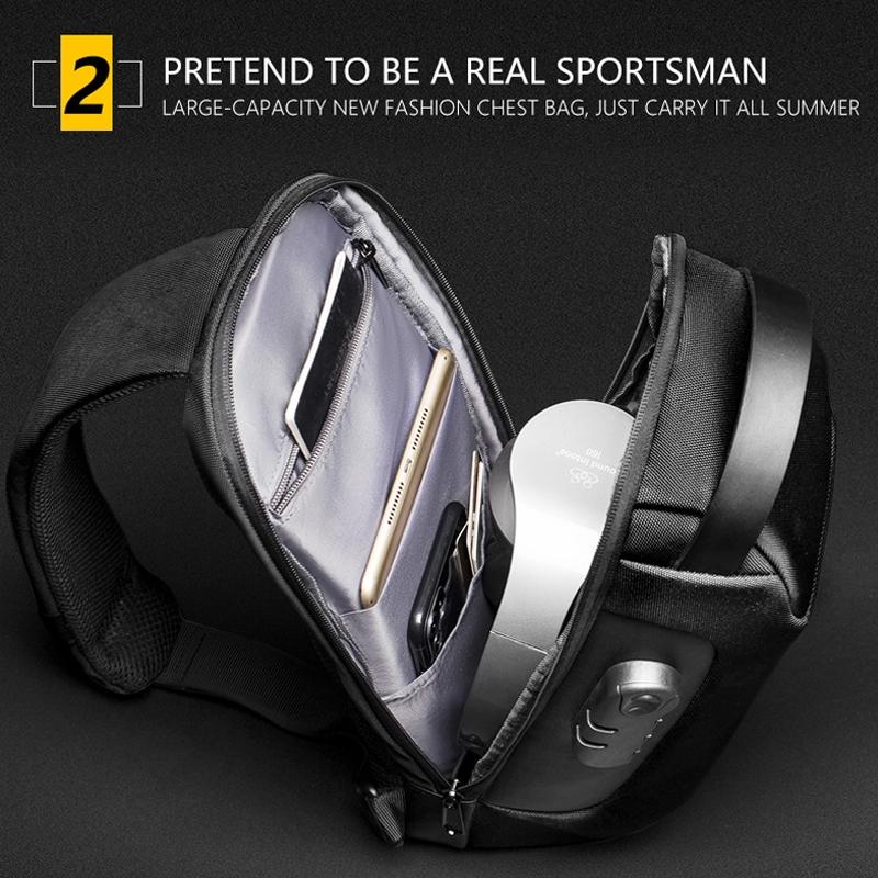 Canvas Anti Theft Chest Bag For Men Blue One Shoulder Design 15