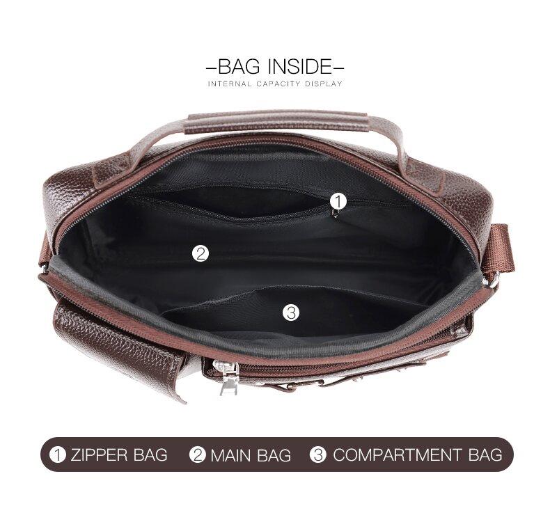 Portable Leather Shoulder Bag - Handbag - Plain Texture Black 4