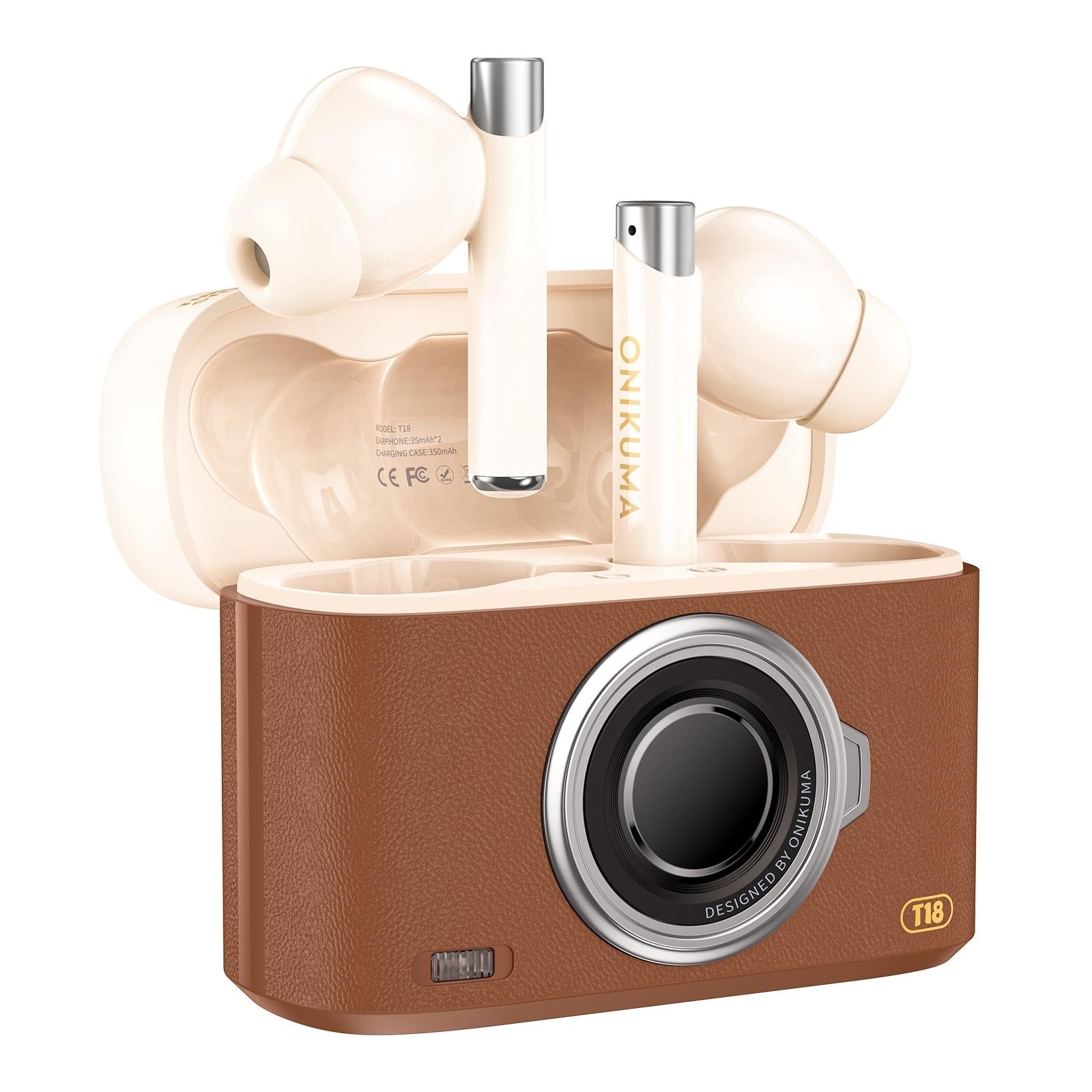 Wireless Bluetooth 5.3 Earbuds - T18 - Brown