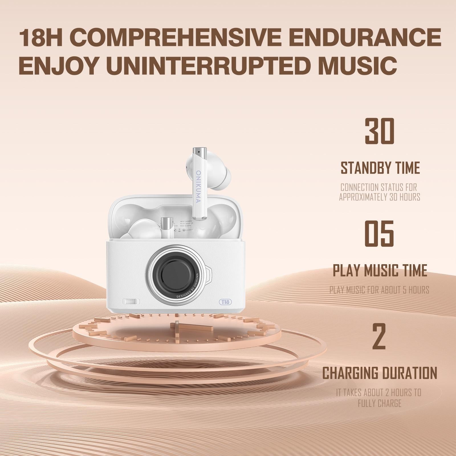 Wireless Bluetooth 5.3 Earbuds - T18 - Brown 8