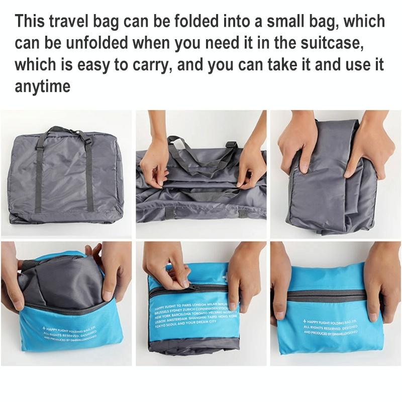 Foldable Nylon Travel Bag for Women and Men - Large Capacity - Sky Blue 11