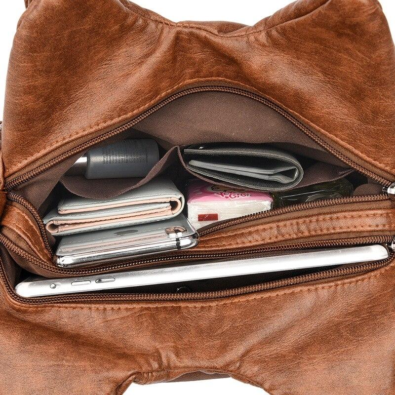 Grey Soft Leather Motorcycle Bag For Women 6
