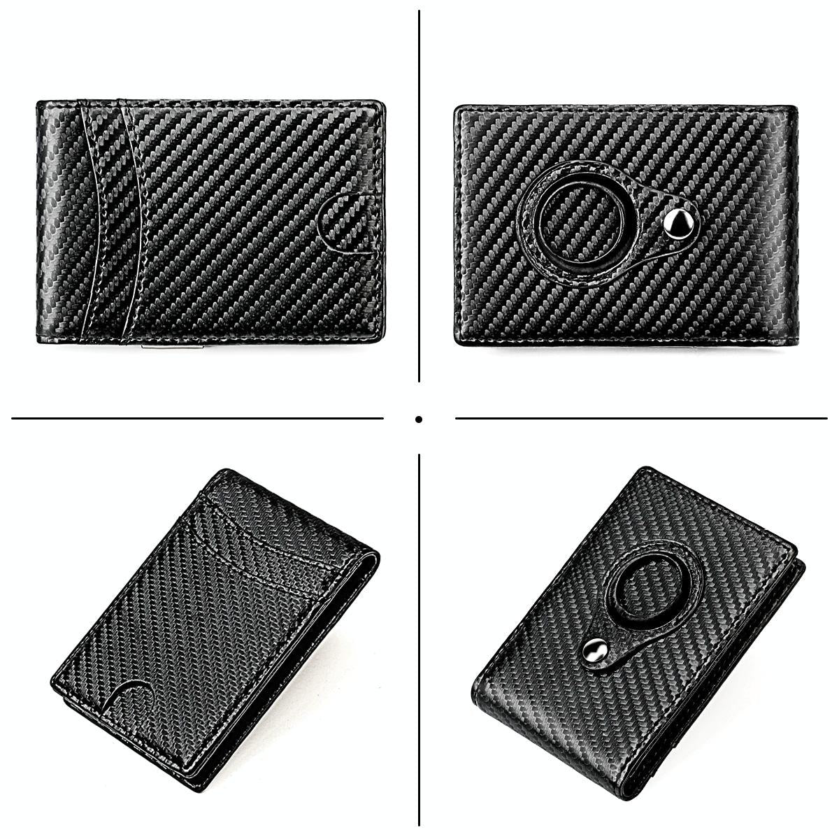 Leather Wallet with Rfid and Tracker Pocket for Men - Carbon Fiber Texture 5