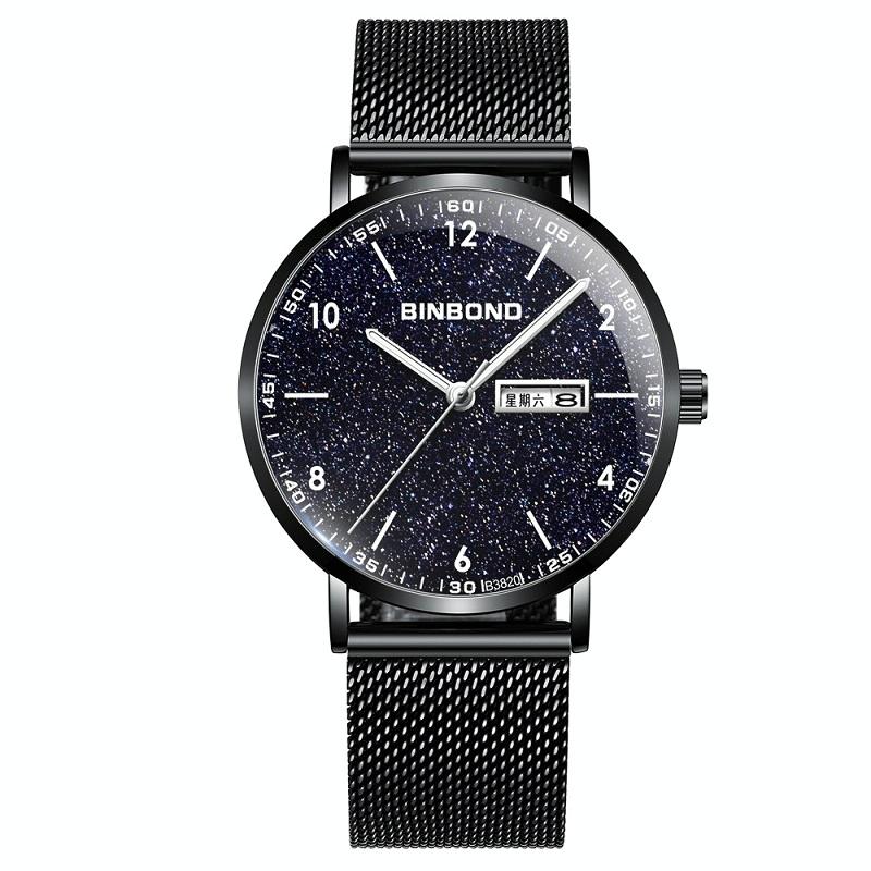 Starry Sky Pattern Quartz Watch for Men - Simple & Luminous - White Net White Shell White Nails