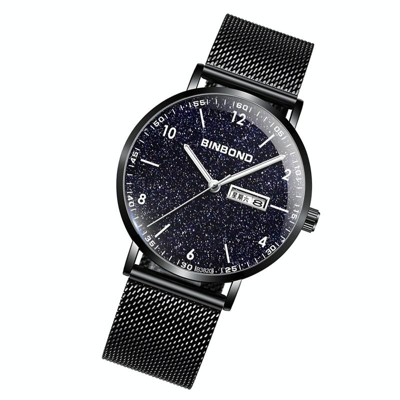 Starry Sky Pattern Quartz Watch for Men - Simple & Luminous - White Net White Shell White Nails 3