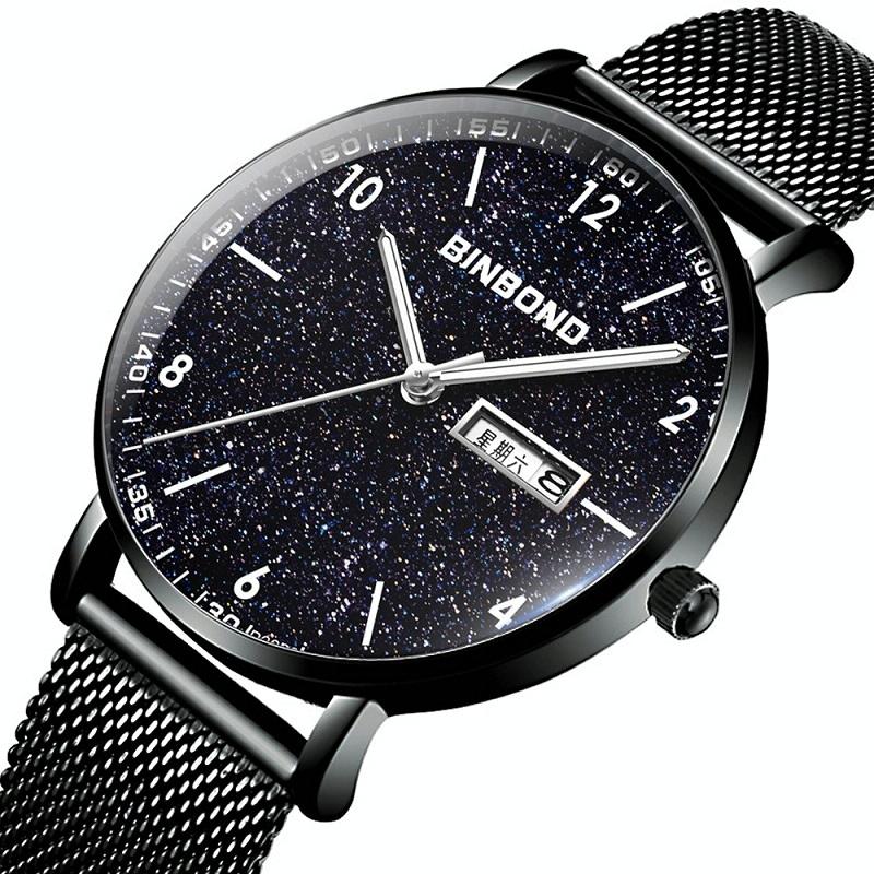 Starry Sky Pattern Quartz Watch for Men - Simple & Luminous - White Net White Shell White Nails 4