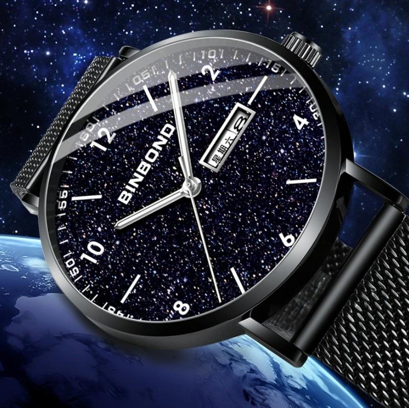 Starry Sky Pattern Quartz Watch for Men - Simple & Luminous - White Net White Shell White Nails 5