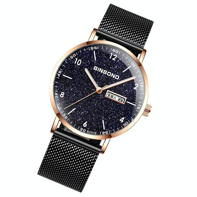 Starry Sky Pattern Quartz Watch for Men - Simple & Luminous - White Net White Shell White Nails 11