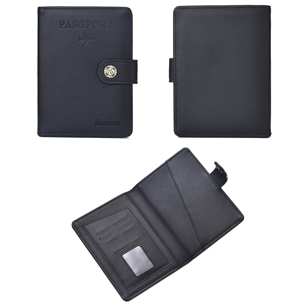 Multi Functional Passport Case With Buckle Dibaoleiou Pu Leather - Black 4