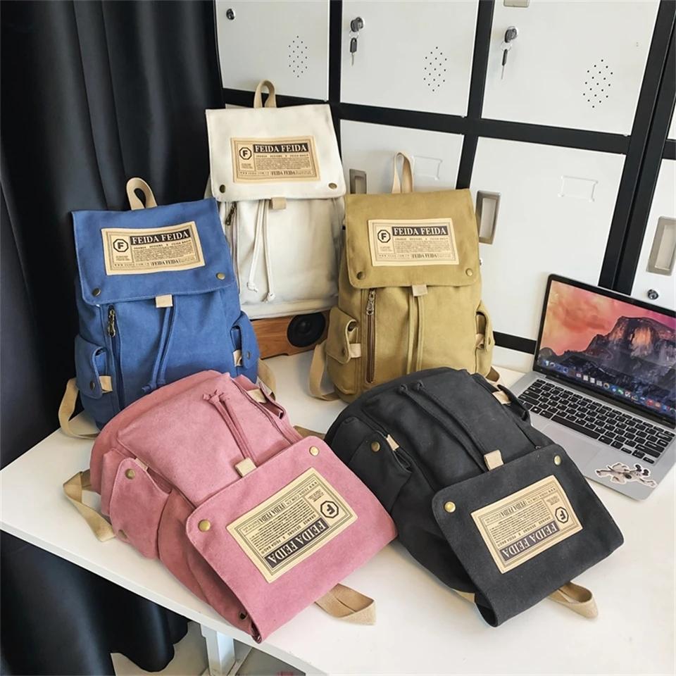 Large Capacity Canvas Backpack For Teens - Pink 6