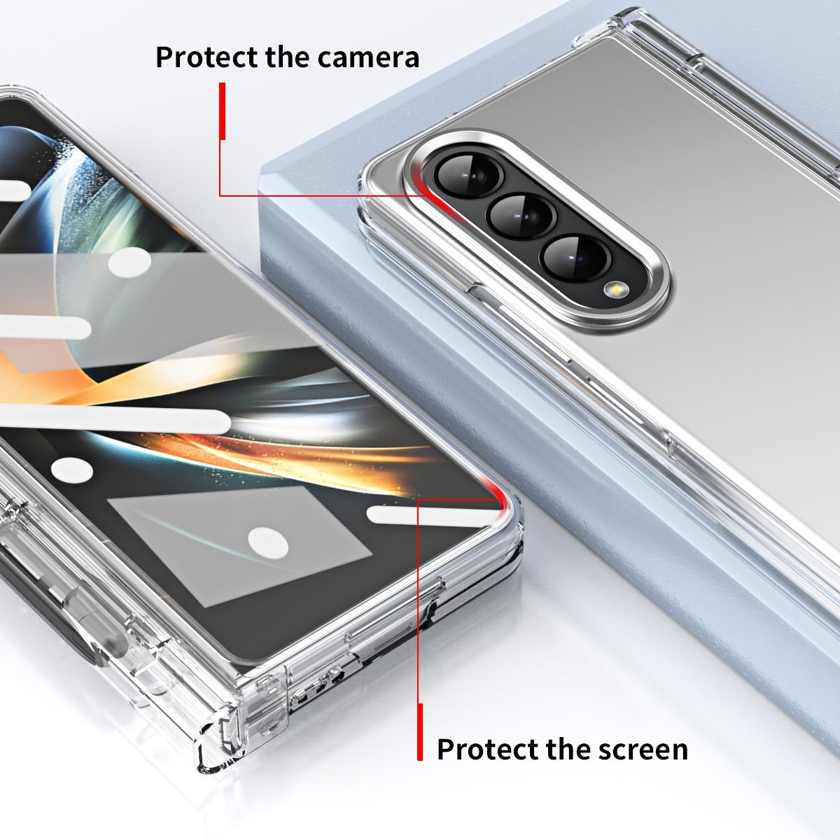 For Samsung Galaxy Z Fold4 5G Samsung Fold 4 Hinge Flip Case - Two Tone Contact Lens - Yellow 4