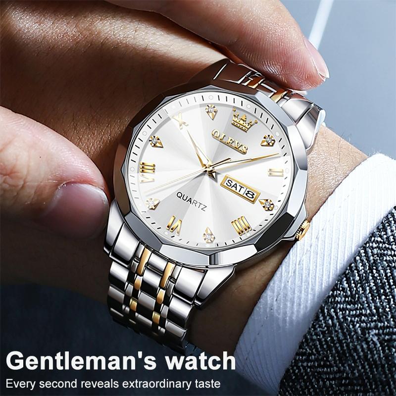 Waterproof Quartz Watch for Men with Luminous Dial - White + Silver 5