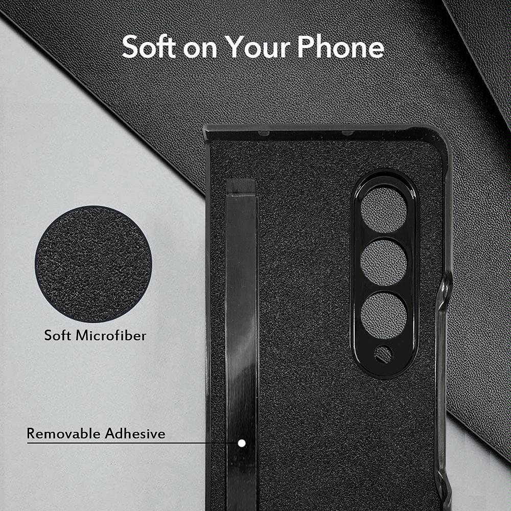 For Samsung Galaxy Z Fold4 5G Litchi Texture Microfiber Case - Brown 5