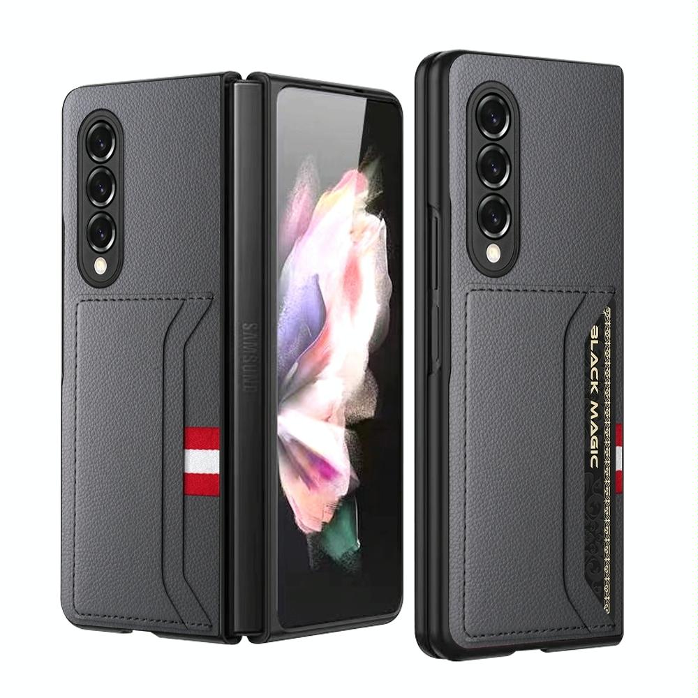For Samsung Galaxy Z Fold4 5G Litchi Texture Microfiber Case - Brown 11