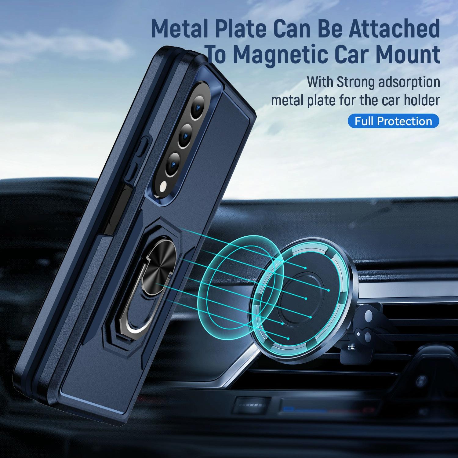 For Samsung Galaxy Z Fold4 5G Shockproof Case With Holder - Pc Tpu - Black 4