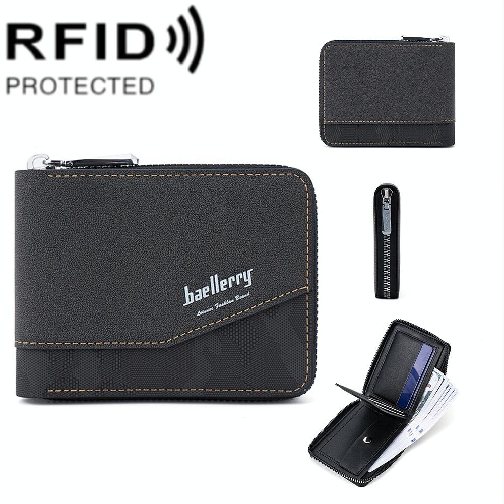 Retro Rfid Blocking Zip Wallet with Short Coin Pocket - Light Brown 10