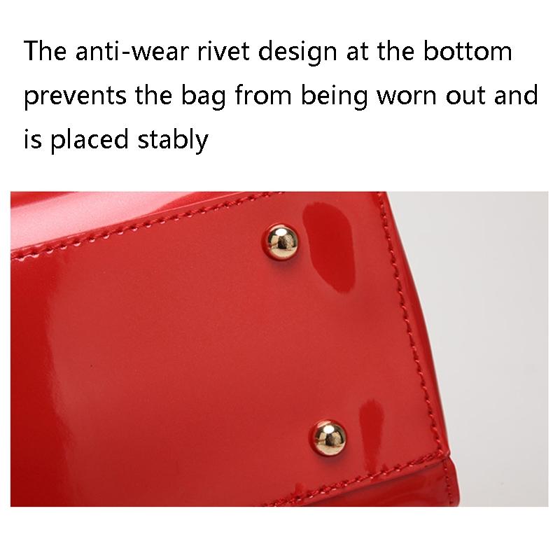 Patent Leather Shoulder Bag for Women - Glue Closure - Red Wine 6
