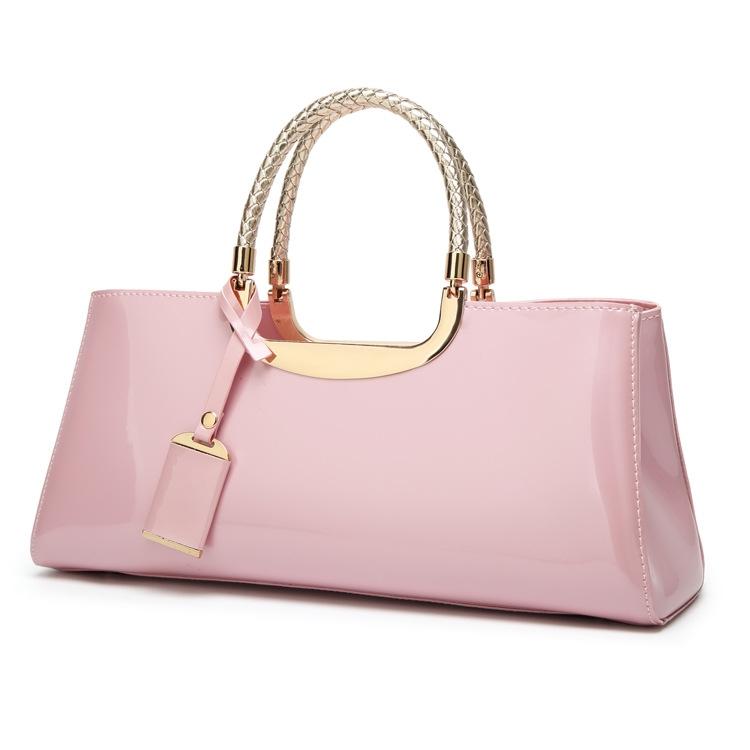 Patent Leather Shoulder Bag for Women - Glue Closure - Red Wine 10