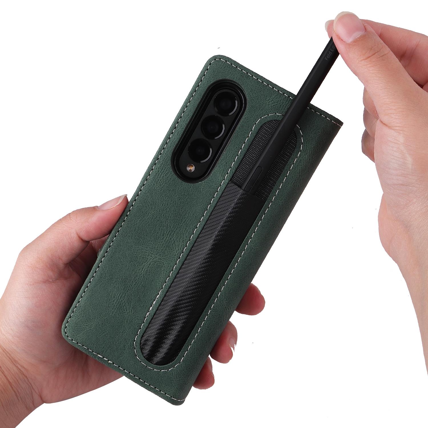 For Samsung Galaxy Z Fold4 5G Foldable Leather Case - Detachable - Red 6