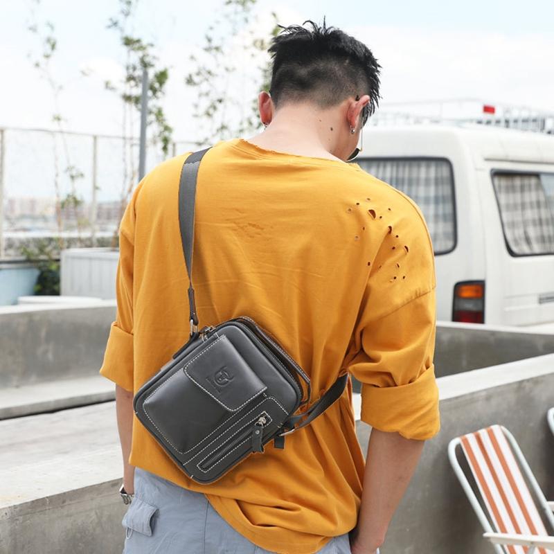 Soft Leather Messenger Bag For Men - Yellow Brown 8