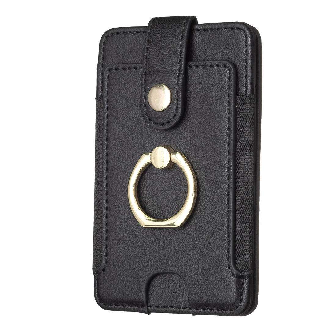Metal Ring Card Bag Sticker For Mobile Phones - Black