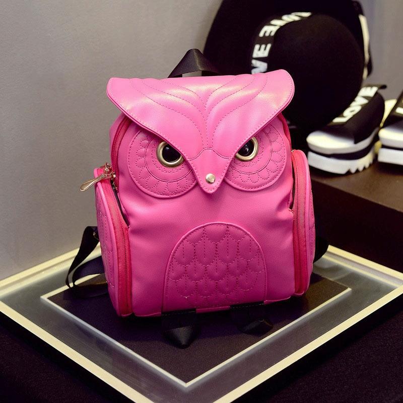 Women Owl Print Pu Backpack - Colourful and Stylish - Red 14
