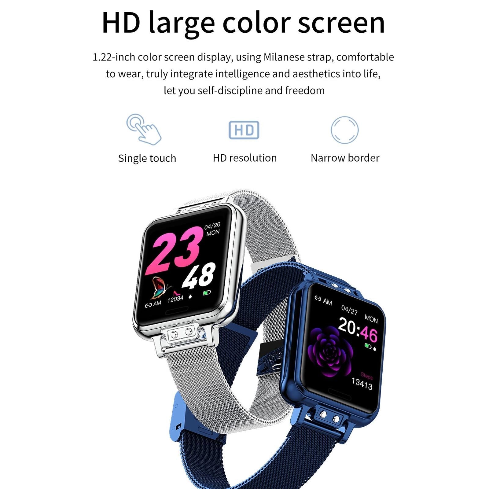 1.22 Inch Waterproof Smart Watch With Sleep & Heart Rate Monitor - Blue 11