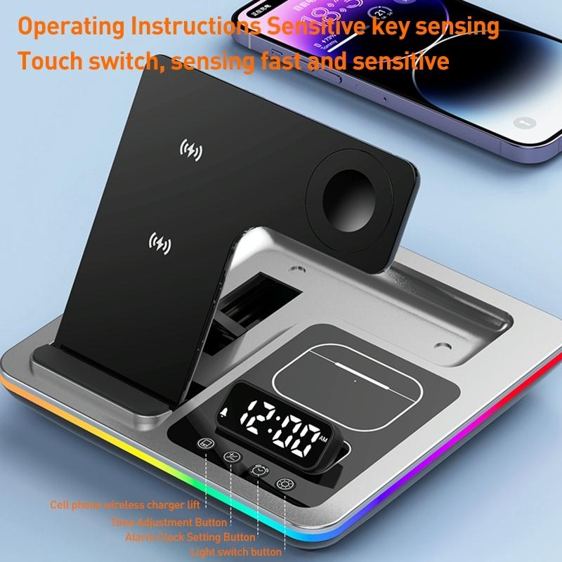 15W 5 In 1 Foldable Wireless Charger Stand - Silver 5