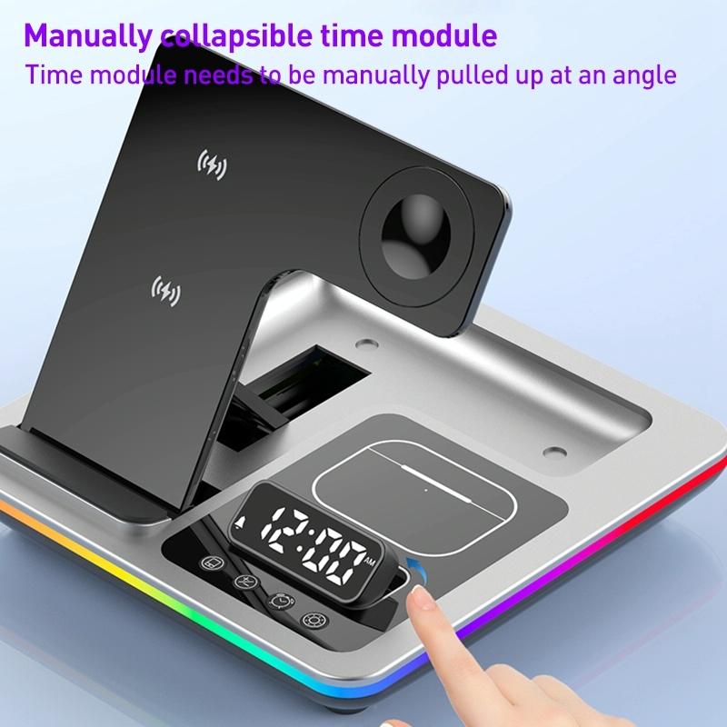 15W 5 In 1 Foldable Wireless Charger Stand - Silver 7