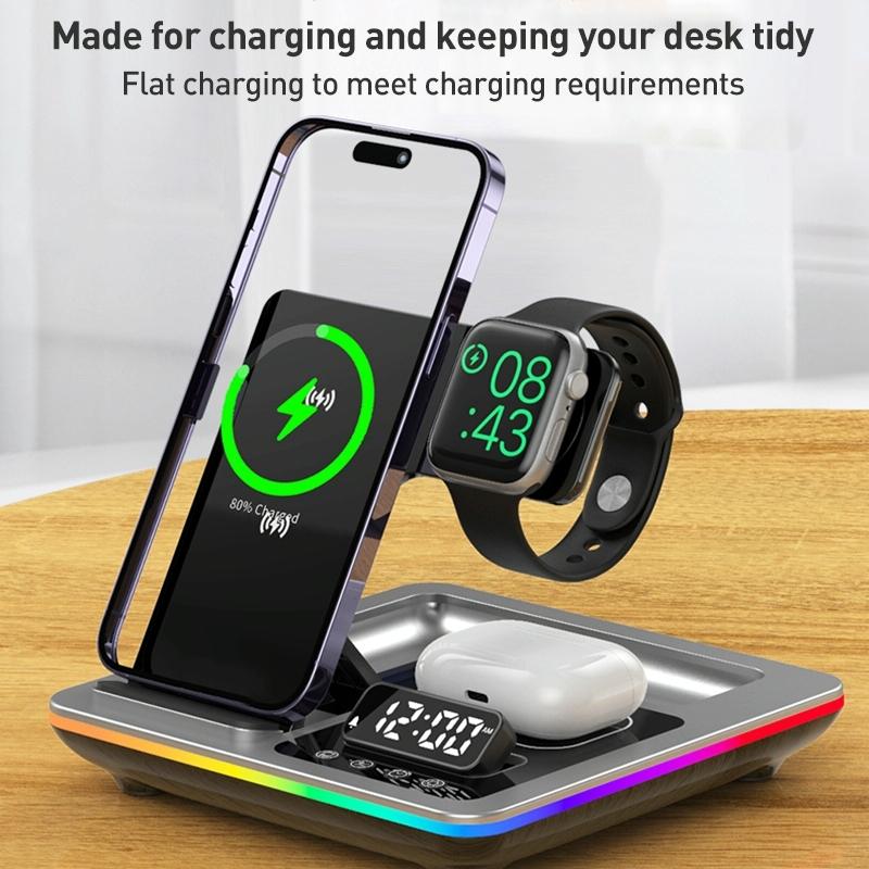 15W 5 In 1 Foldable Wireless Charger Stand - Silver 11