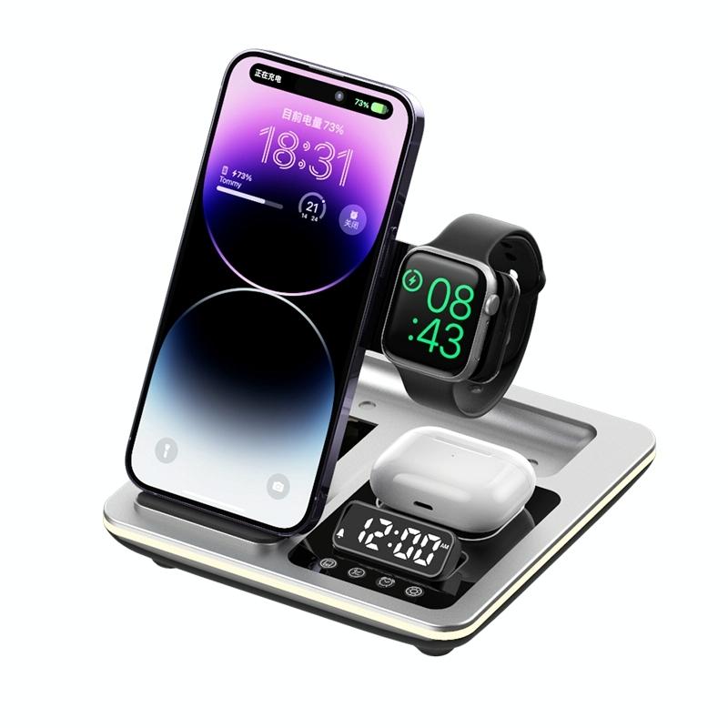 15W 5 In 1 Foldable Wireless Charger Stand - Silver 13