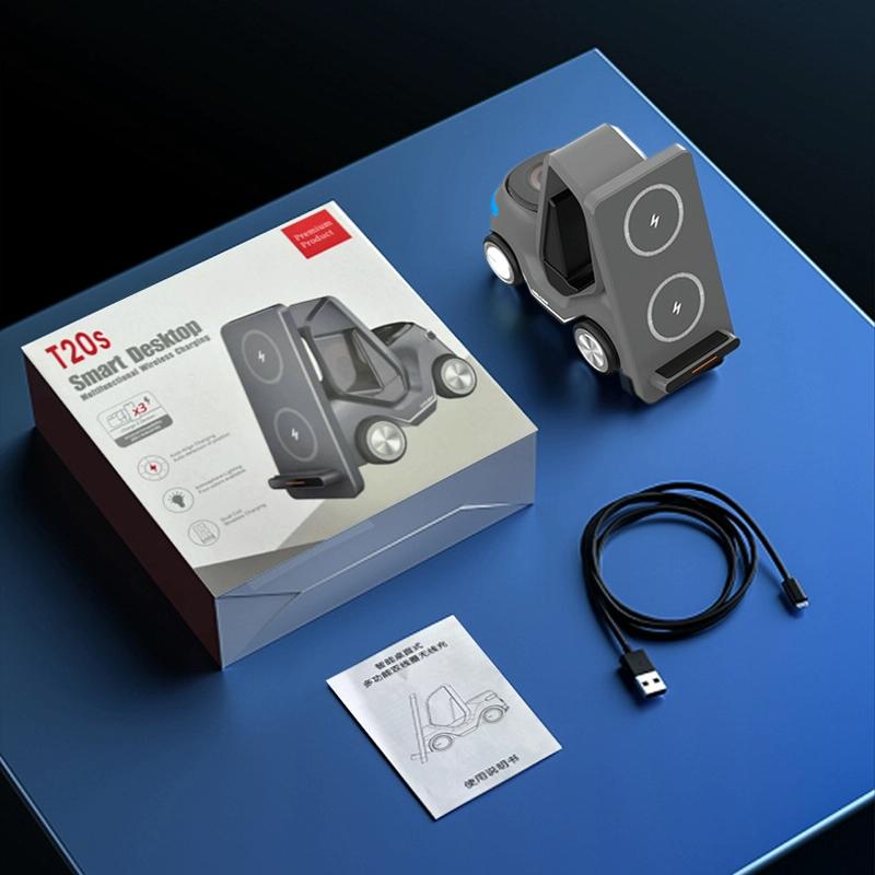 15W 3 In 1 Forklift Wireless Charger With Led Light - White 6