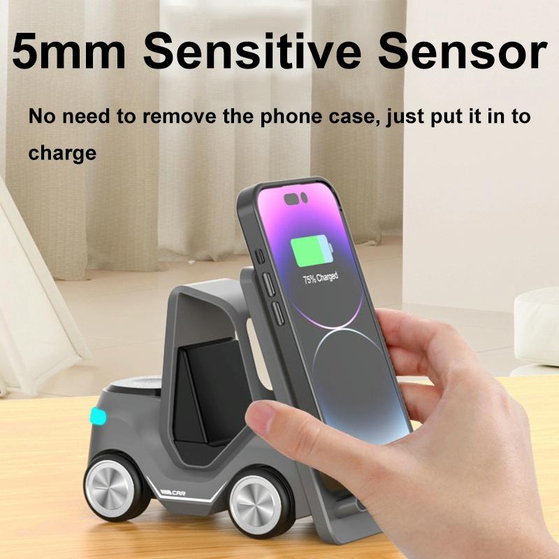15W 3 In 1 Forklift Wireless Charger With Led Light - White 10