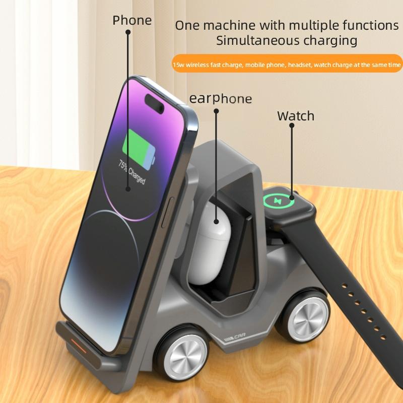 15W 3 In 1 Forklift Wireless Charger With Led Light - White 12