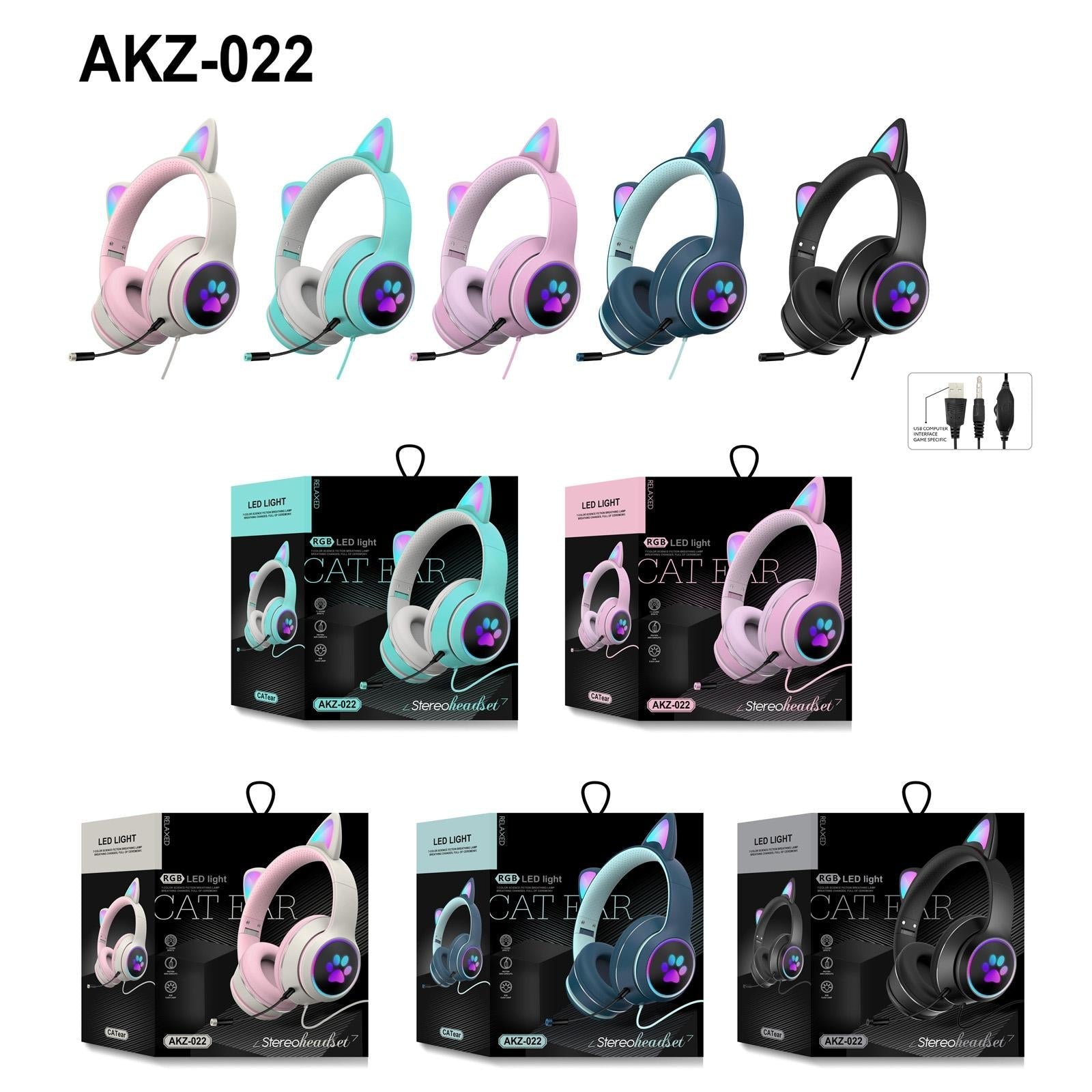 Foldable Led Headset With Mic Usb + 3.5Mm Port - Grey 3
