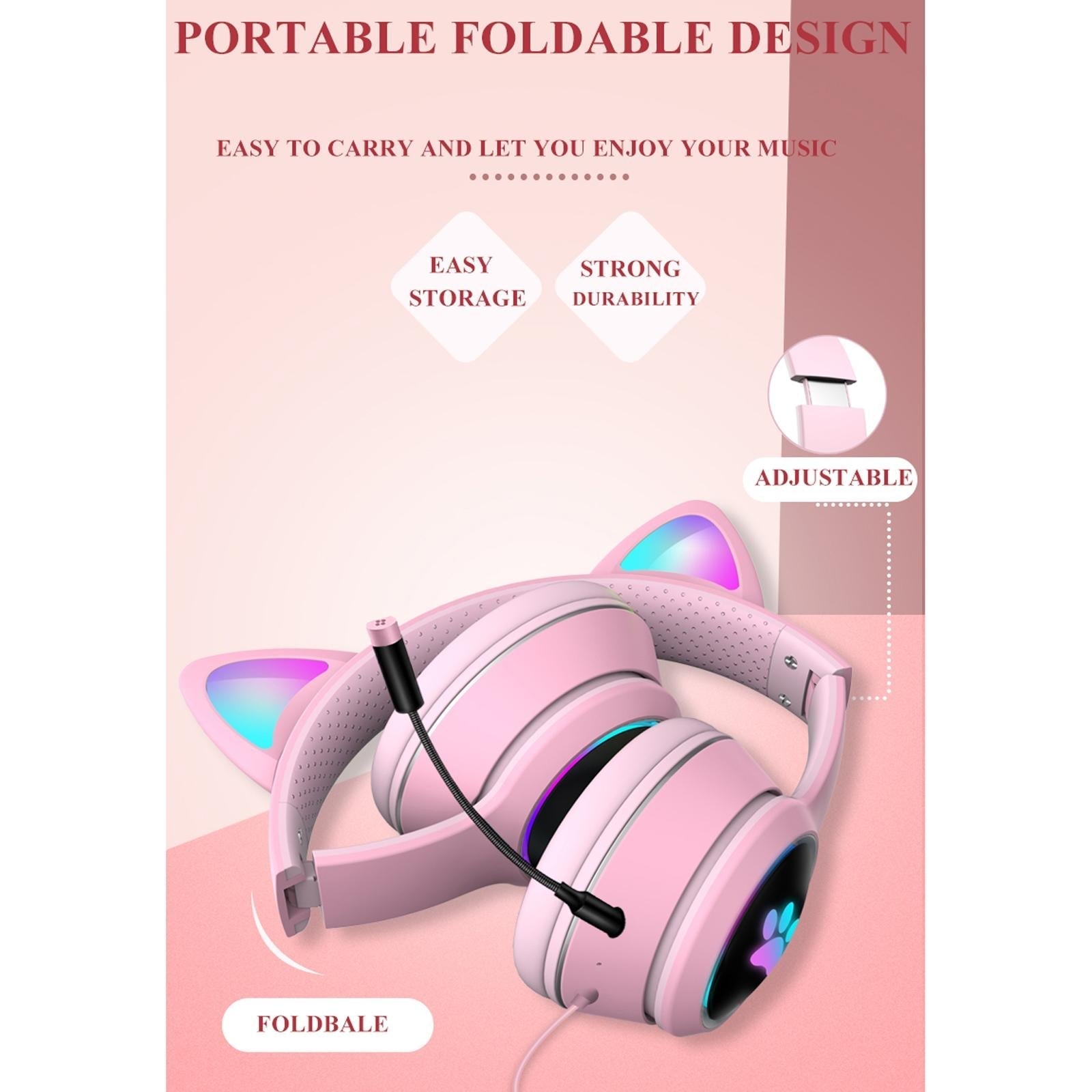 Foldable Led Headset With Mic Usb + 3.5Mm Port - Grey 6